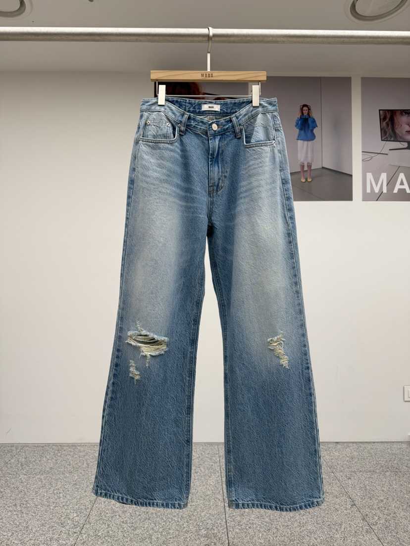 MADE-P韓國直郵女裝新品時尚26夏季人氣推薦職業牛仔褲帆布MADE-P牛仔褲
