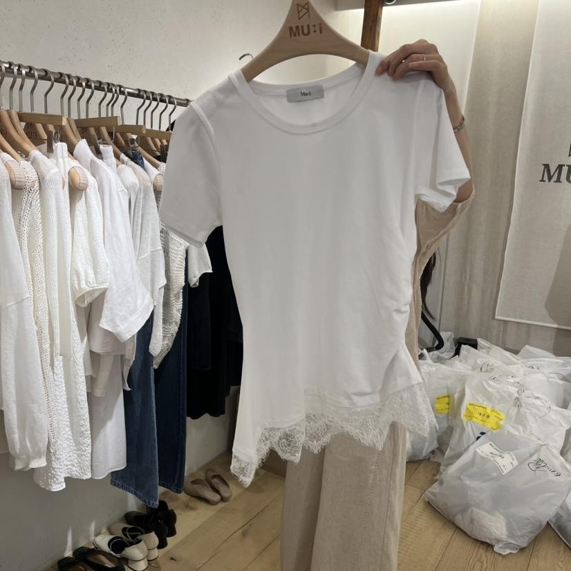 THE MUI韓國東大門代購女裝新款26夏季職業熱賣時尚T恤蕾絲THE MUIT恤