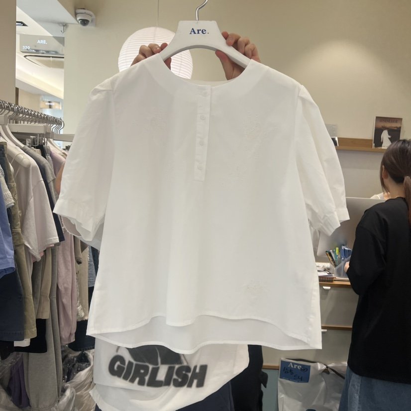 ARE韓國直郵實拍女裝新品人氣26夏季熱賣推薦襯衫蕾絲衫刺繡ARE YOU/ARE襯衫/蕾絲衫
