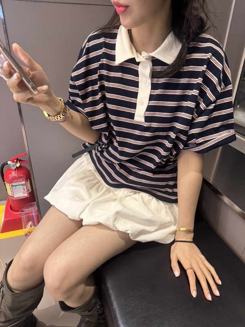 BOUND.A韓國直郵女裝新品熱賣推薦時尚人氣職業休閑T恤條紋BOUND.AT恤