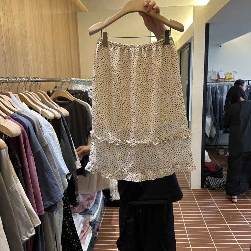 CHOI-L東大門實拍韓國女裝新品人氣半身裙中短裙小碎花荷葉邊CHOI半身裙/中短裙