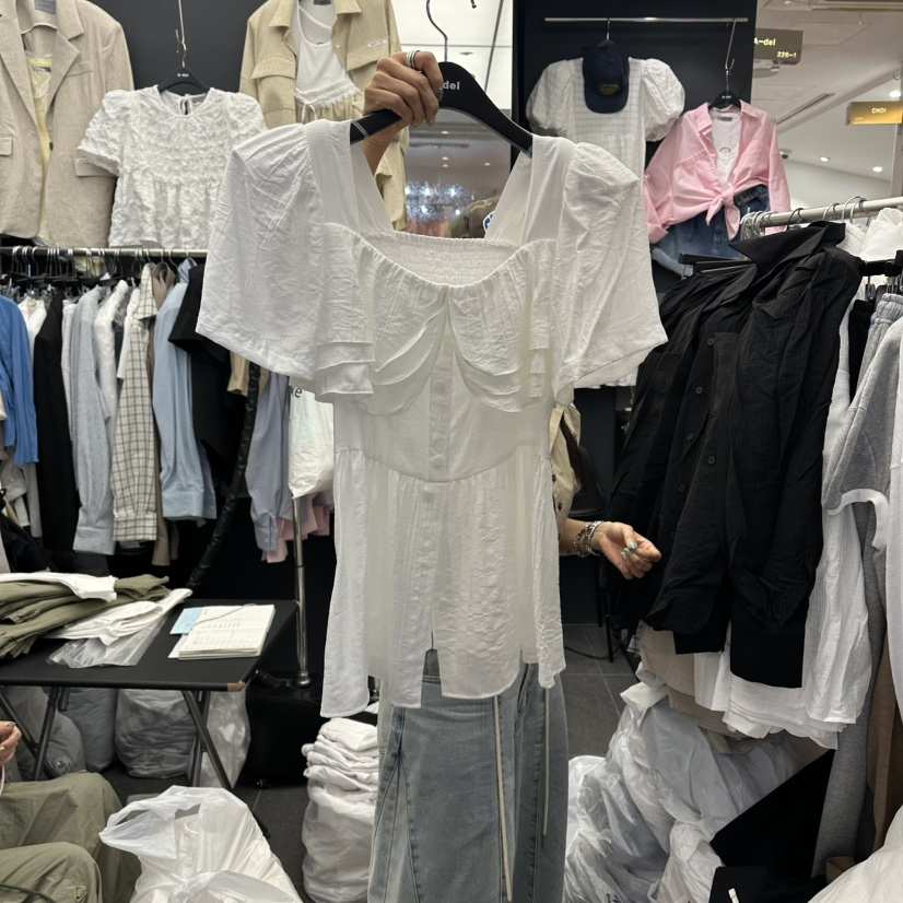 A-DEL韓國直郵女裝新品休閑26夏季時尚人氣職業襯衫蕾絲衫A-DEL襯衫/蕾絲衫