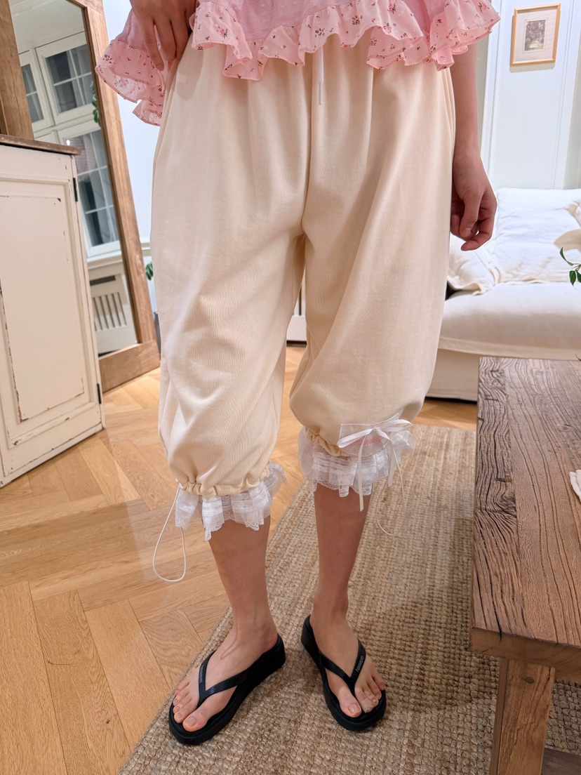 BOUTIQUE-L韓國直郵女士新款26夏季時尚休閑熱賣短褲蕾絲BOUTIQUE-L短褲