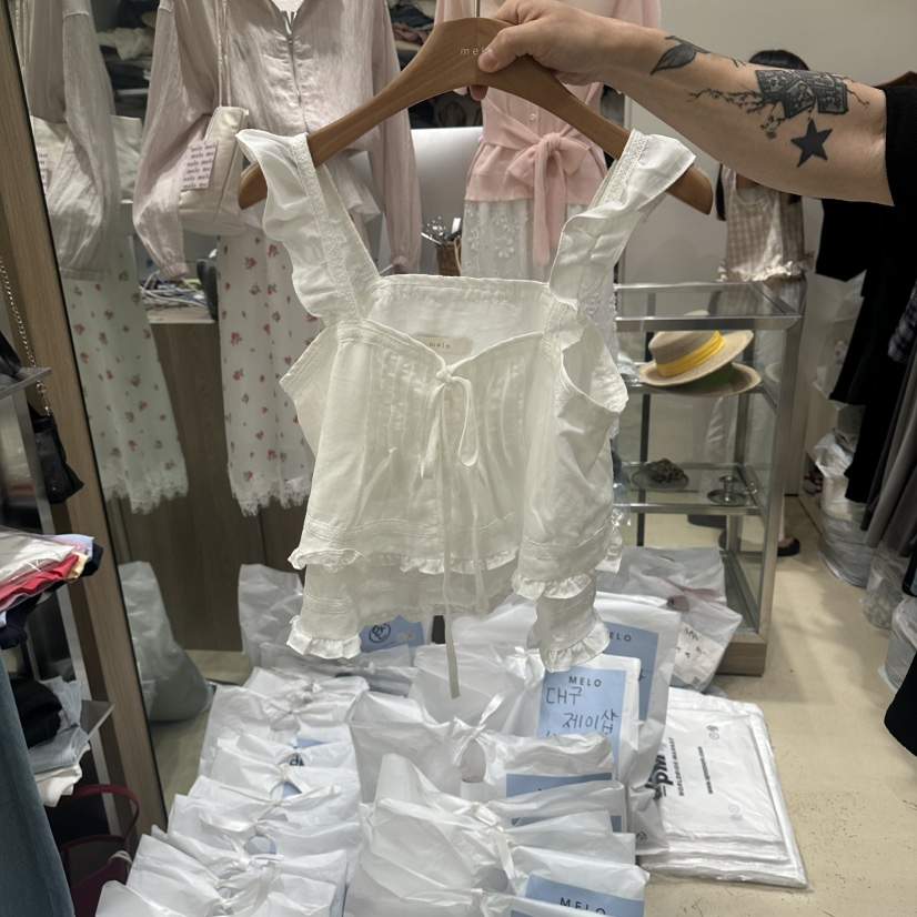 MELO韓國東大門代購女士新品推薦26春夏吊帶背心無袖緞帶MELO吊帶/背心