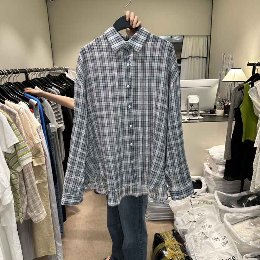 RE STOCK韓國直郵女士新品熱賣休閑時尚26春夏襯衫蕾絲衫RE STOCK襯衫/蕾絲衫