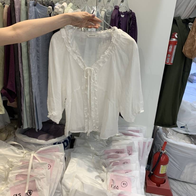 RIVEROOM韓國直郵女士新品人氣休閑26春夏襯衫蕾絲衫不含內搭RIVEROOM襯衫/蕾絲衫