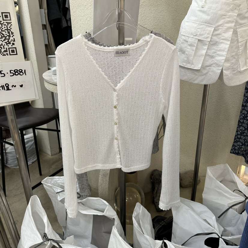 MAGOT韓國直郵女裝新款休閑熱賣26春夏時尚26夏季針織衫刺繡IIIΛGOT/MAGOT針織衫