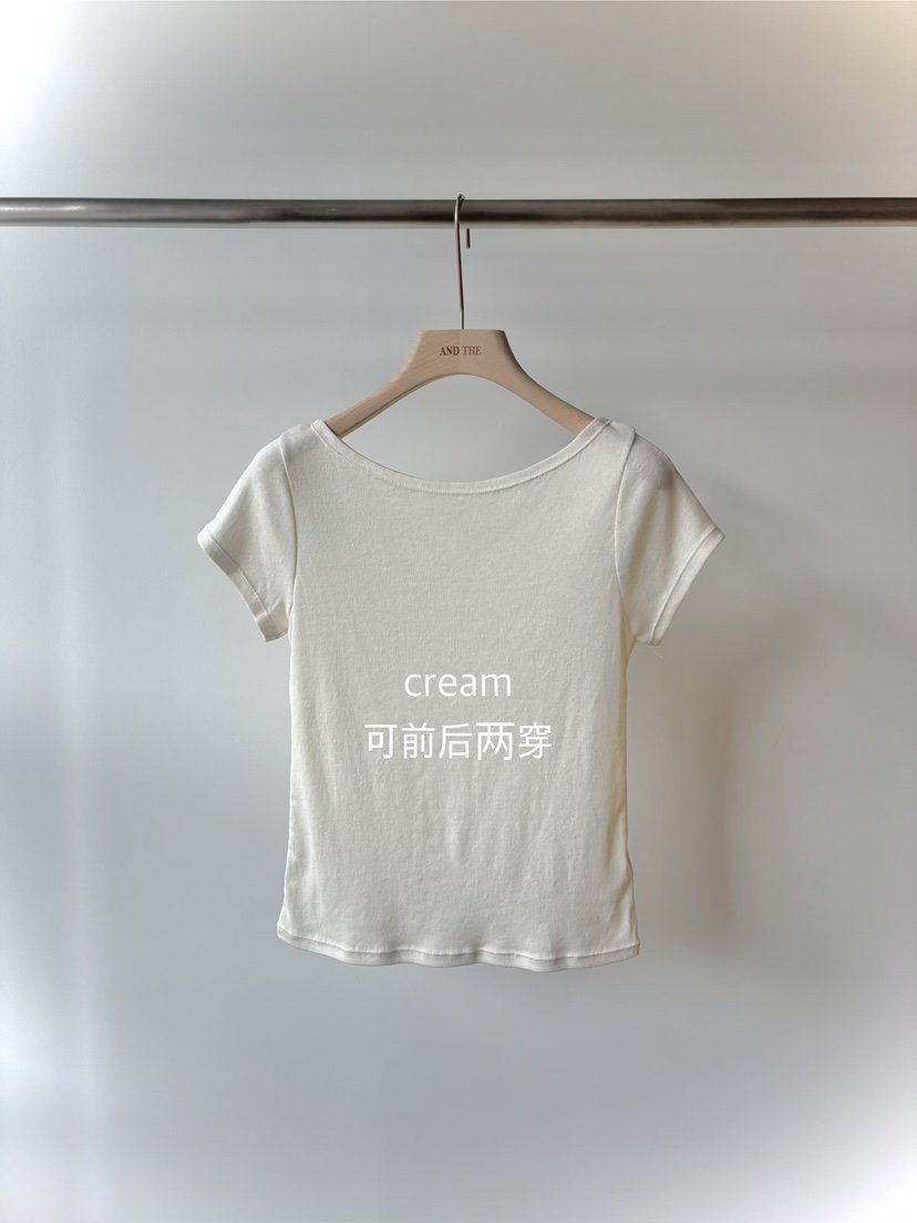 AND THE韓國東大門直郵女裝新款26春夏26夏季休閑T恤船領AND THET恤