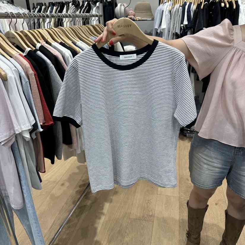 M.G.N韓國代購女裝新品時尚推薦職業熱賣26夏季T恤條紋MAGNETT恤