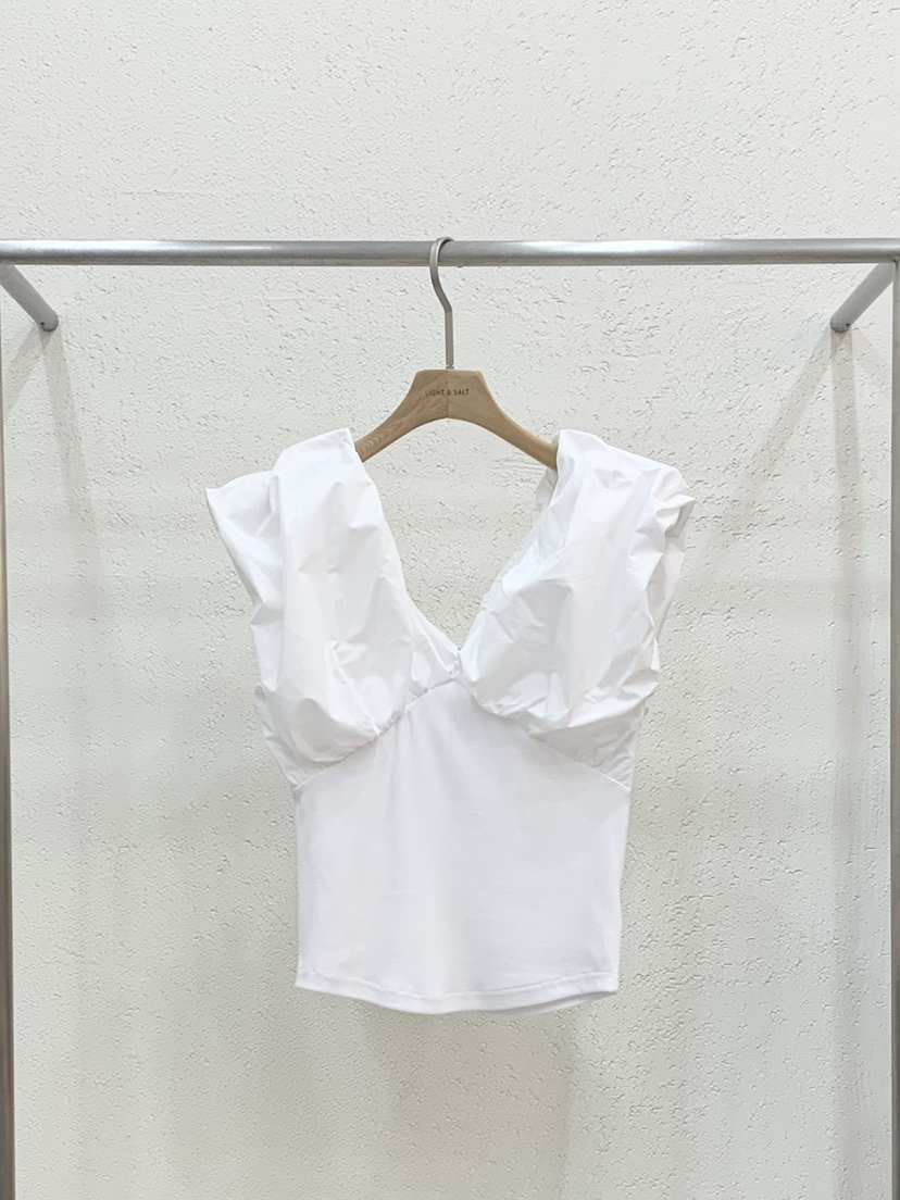 LIGHT AND SALT韓國直郵女士新品推薦吊帶背心荷葉邊羅紋LIGHT AND SALT吊帶/背心