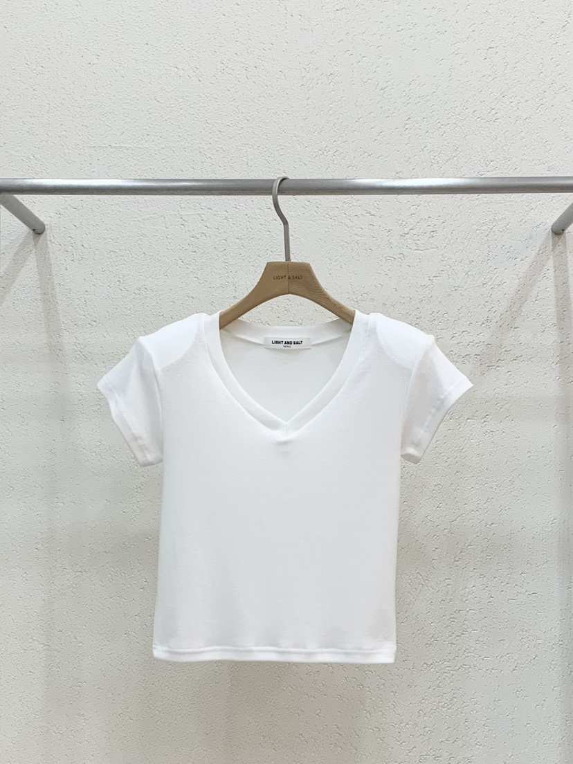 LIGHT AND SALT韓國東大門代購女士新品職業人氣T恤V領LIGHT AND SALTT恤