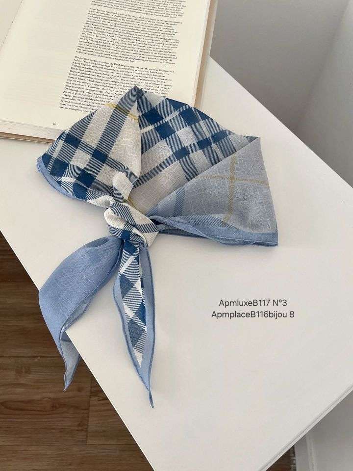 N3韓國東大門直郵女士新品26春夏時尚26夏季圍巾披肩格紋亞麻N3圍巾/披肩