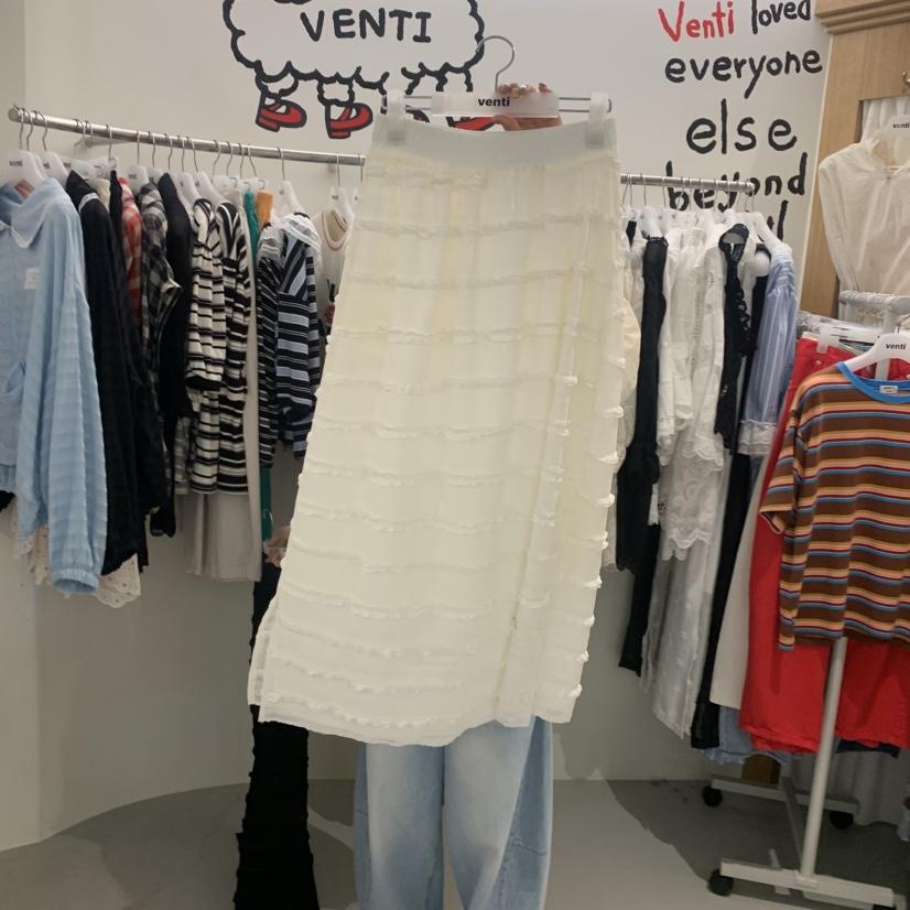 VENTI韓國直郵實拍女裝新品熱賣時尚職業推薦26夏季長裙荷葉邊VENTI長裙
