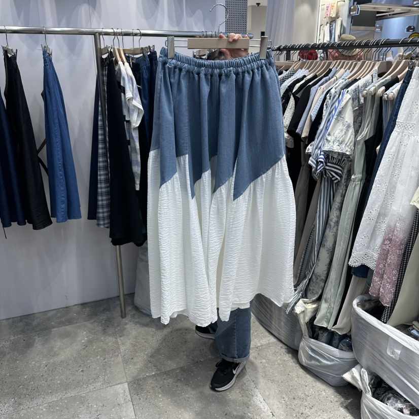 BLOOM韓國代購女士新品26春夏休閑職業人氣熱賣26夏季長裙撞色BLOOM-Q長裙
