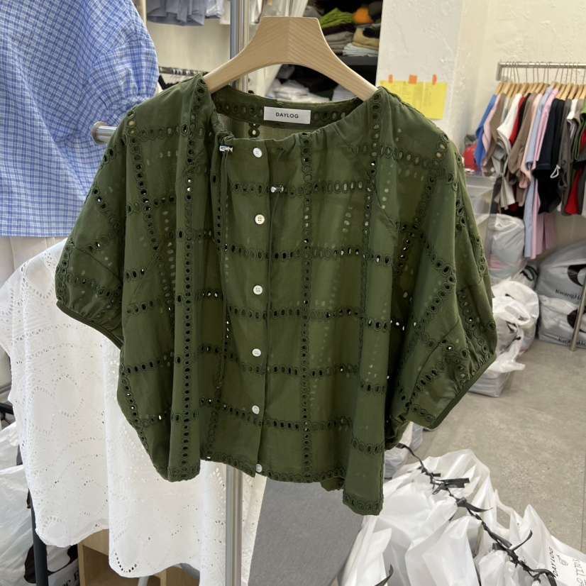 DA YLOG韓國直郵實拍女裝新品時尚熱賣職業襯衫蕾絲衫刺繡DA YLOG襯衫/蕾絲衫