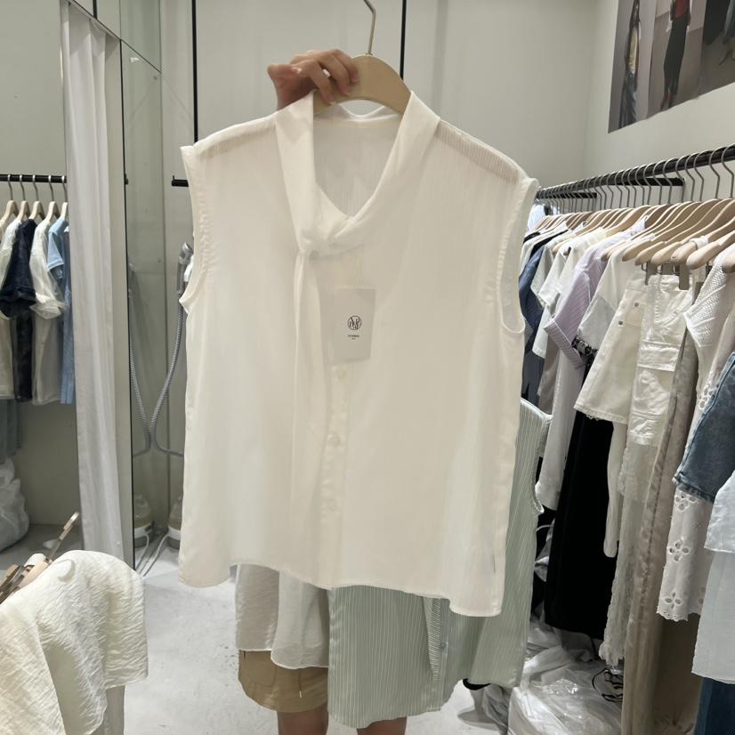 YUNBAL韓國直郵女裝新品職業26夏季時尚休閑襯衫蕾絲衫系帶YUNBAL襯衫/蕾絲衫