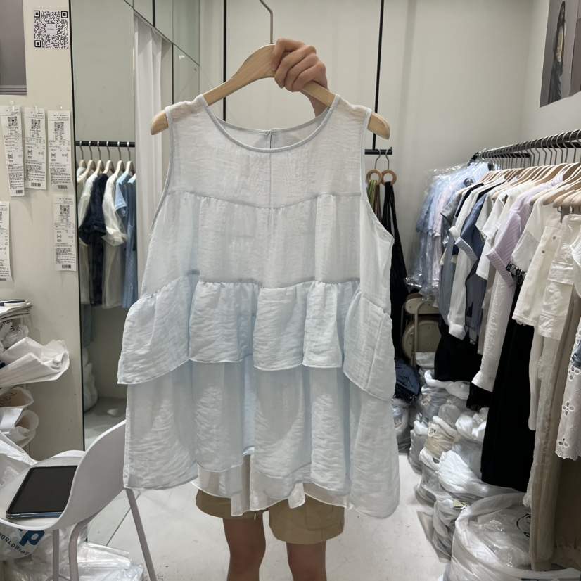 YUNBAL韓國東大門代購女裝新款26春夏26夏季吊帶背心荷葉邊YUNBAL吊帶/背心