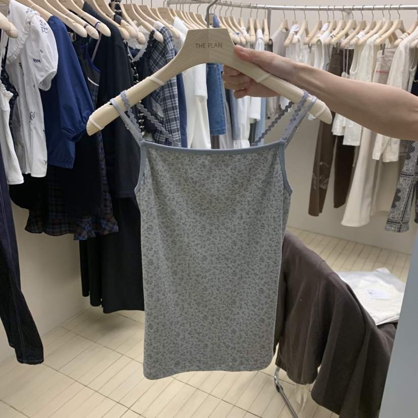 THEPLAN韓國直郵實拍女裝新品休閑職業熱賣時尚吊帶背心小花THE PLAN吊帶/背心