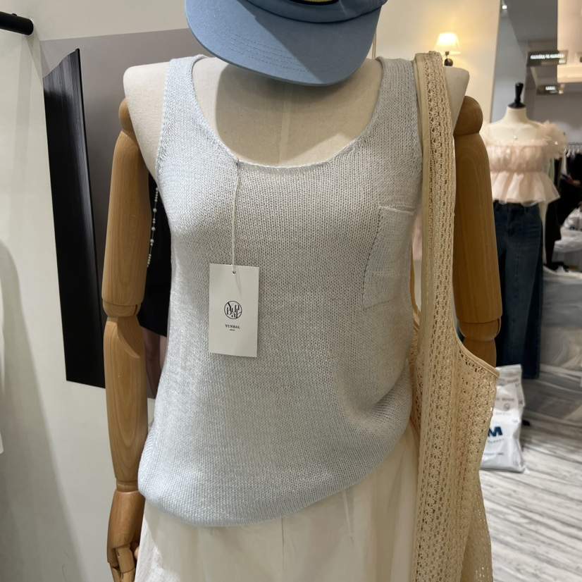 YUNBAL韓國直郵實拍女裝新品熱賣吊帶背心無袖針織衫口袋YUNBAL吊帶/背心