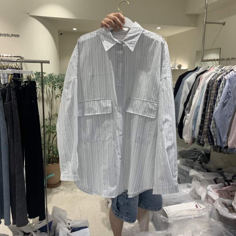 ENDOLPHIN韓國代購女裝新品時尚26夏季26春夏襯衫蕾絲衫口袋ENDOLPHIN襯衫/蕾絲衫