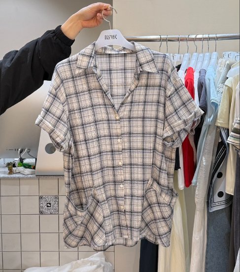 NOFYBE韓國直郵女裝新品26夏季熱賣26春夏襯衫蕾絲衫格子NOFYBE襯衫/蕾絲衫