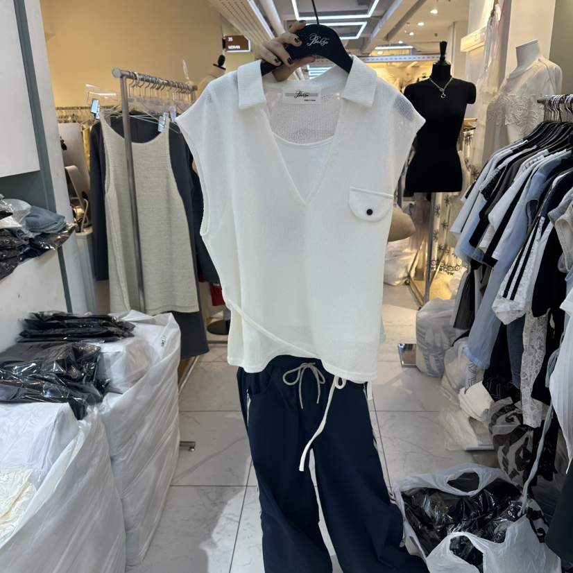 空韓國東大門代購女士新款時尚熱賣吊帶背心不含內搭口袋BAKHA吊帶/背心