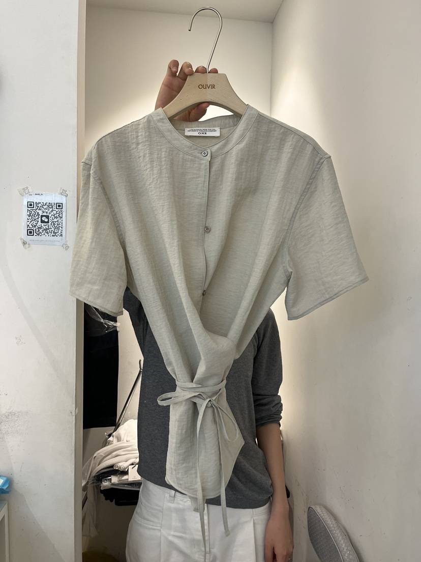 OUVIR韓國直郵女裝新款熱賣26春夏職業休閑襯衫蕾絲衫含繩O.V.R/OUVIR襯衫/蕾絲衫