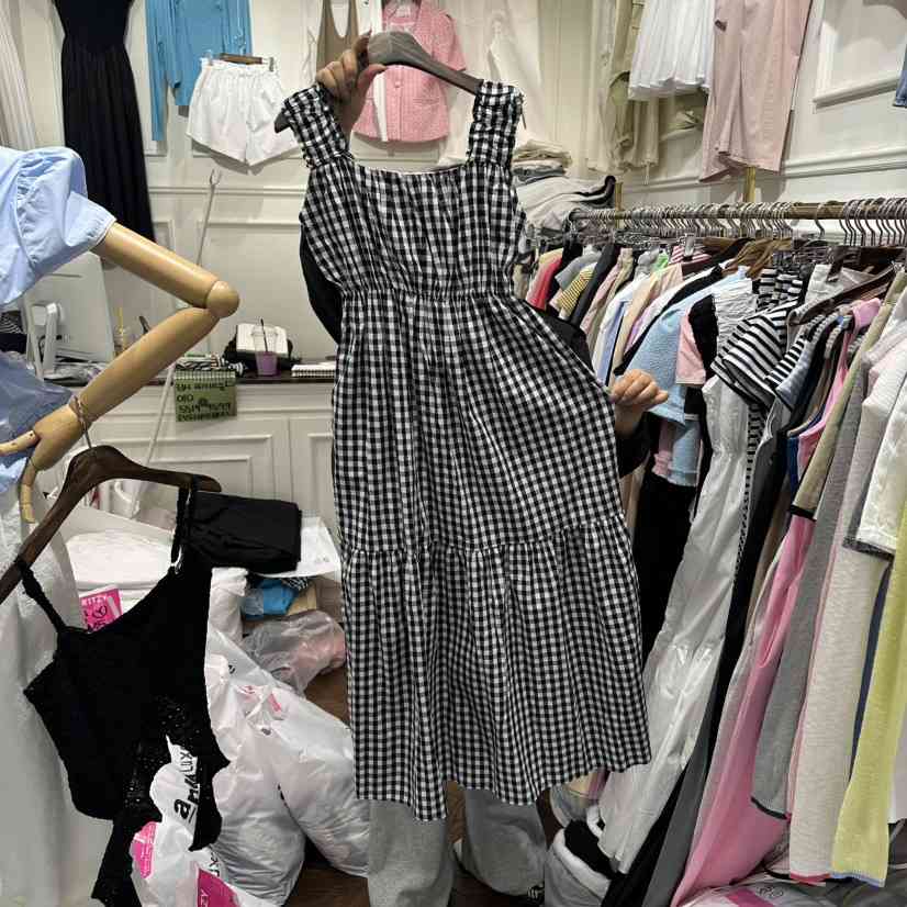 J.RITZY東大門實拍韓國女裝新品職業熱賣26春夏連衣裙格子J.RITZY連衣裙