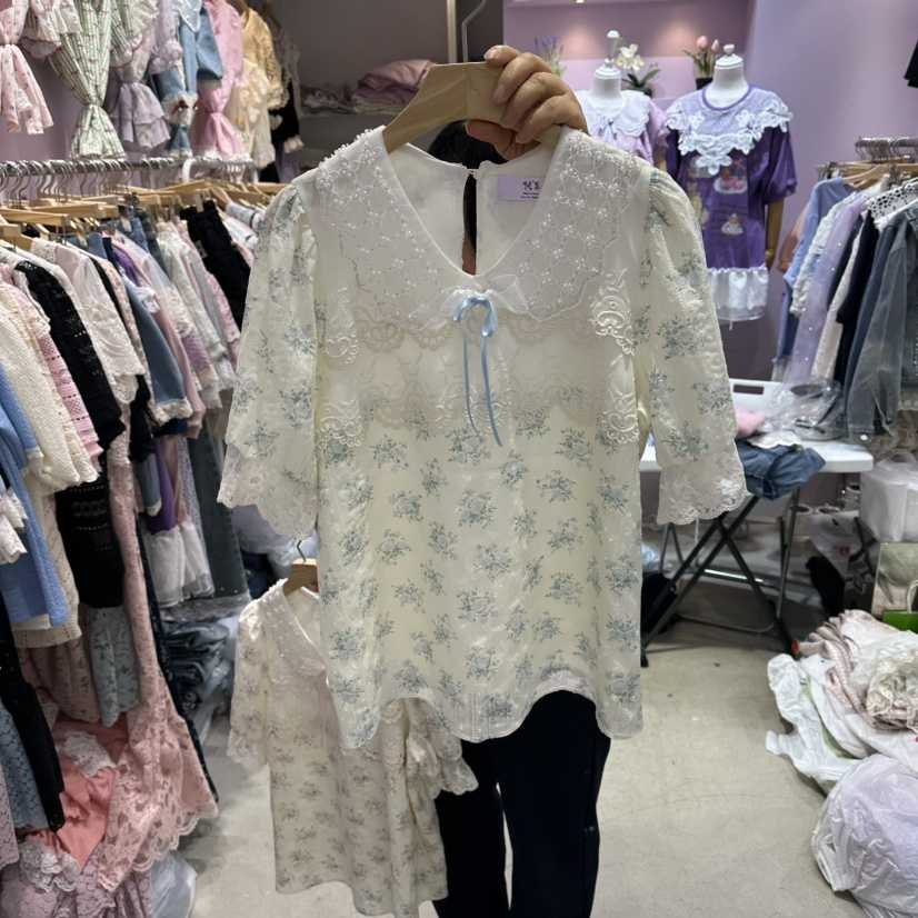 MS韓國直郵女裝新款熱賣26春夏休閑推薦時尚人氣襯衫蕾絲衫MS襯衫/蕾絲衫