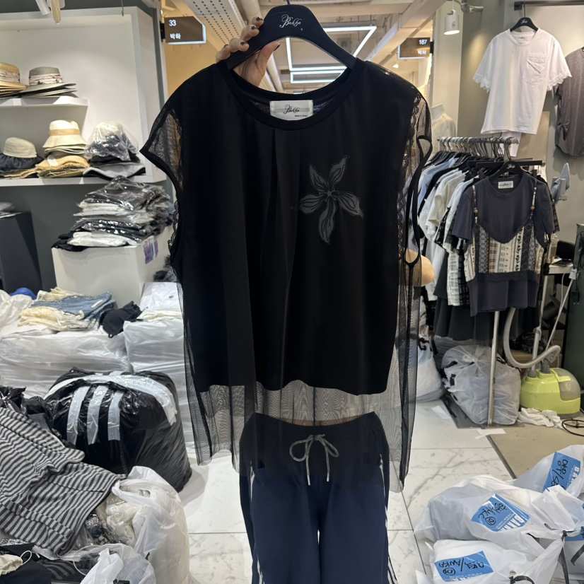 空韓國代購女裝新品休閑人氣時尚職業熱賣吊帶背心網狀花朵BAKHA吊帶/背心