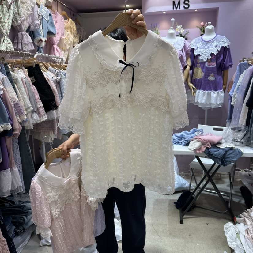 MS韓國直郵女裝新款休閑職業26春夏時尚26夏季襯衫蕾絲衫MS襯衫/蕾絲衫