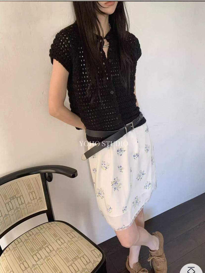 T STOR-티스토리-OT韓國代購女裝新款人氣半身裙中短裙不含腰帶小花T STOR-2件起半身裙/中短裙