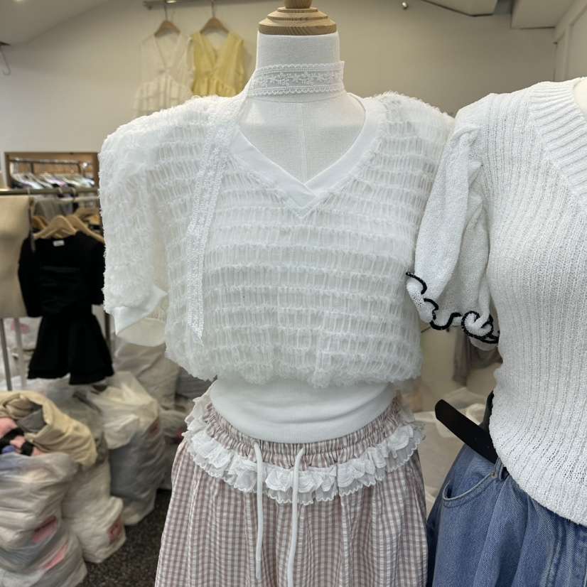 SAGE BRUSH韓國代購女士新品熱賣襯衫蕾絲衫不含圍巾雪紡褶皺SAGE BRUSH襯衫/蕾絲衫