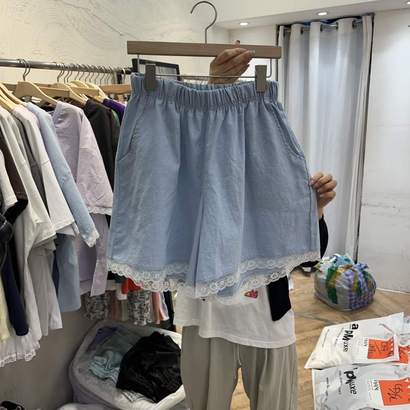 DE LINE韓國東大門代購女士新款人氣26夏季時尚短褲亞麻DE LINE短褲