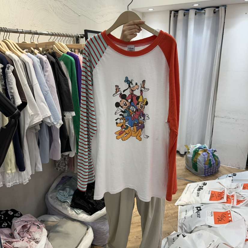 DE LINE東大門實拍韓國女士新品熱賣休閑26夏季時尚長袖T恤DE LINE長袖T恤
