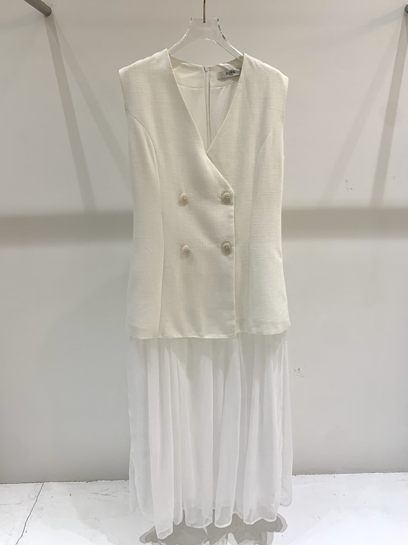 FABRIC韓國直郵實拍女士新款休閑26夏季職業人氣連衣裙雪紡FABRIC連衣裙