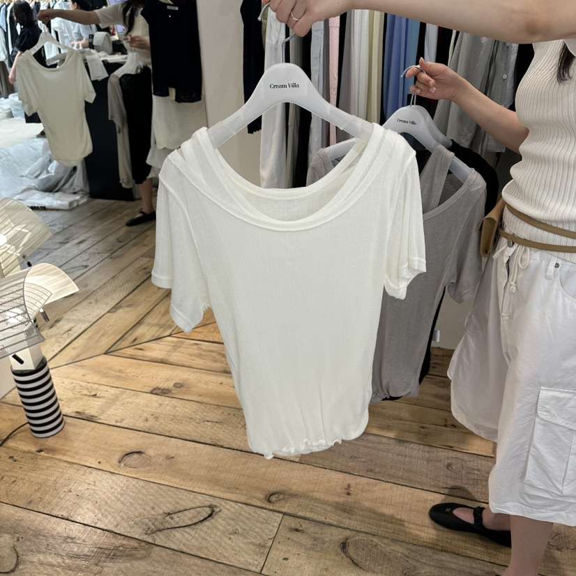 CREAM VILLA韓國直郵實拍女裝新品職業T恤不含內搭CREAMVILLAT恤