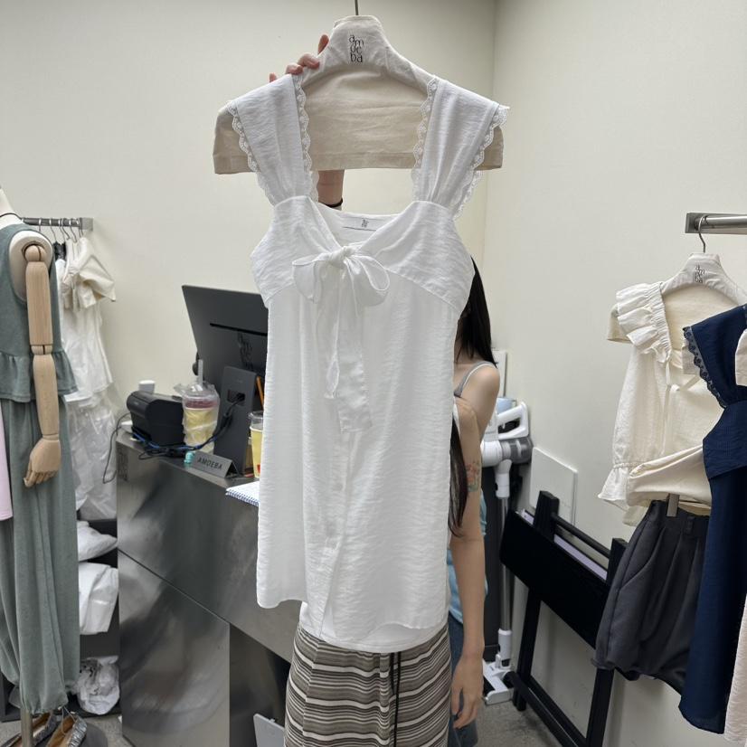 AMOEBA韓國代購女士新款休閑26春夏人氣吊帶背心無袖緞帶AMOEBA吊帶/背心
