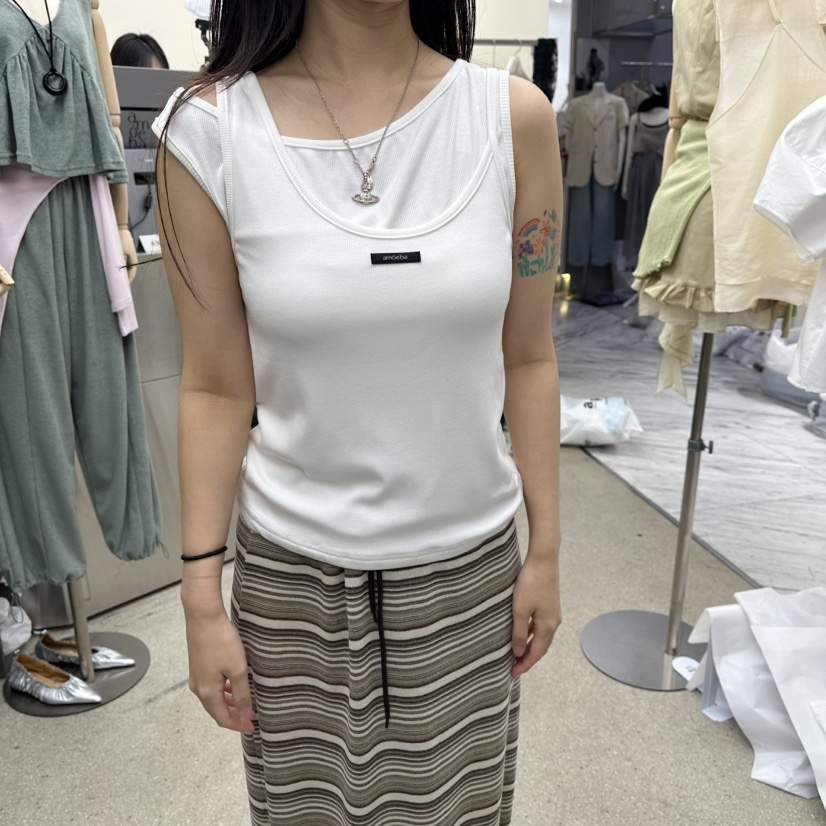 AMOEBA韓國直郵女裝新款熱賣26夏季人氣推薦吊帶背心假兩件AMOEBA吊帶/背心