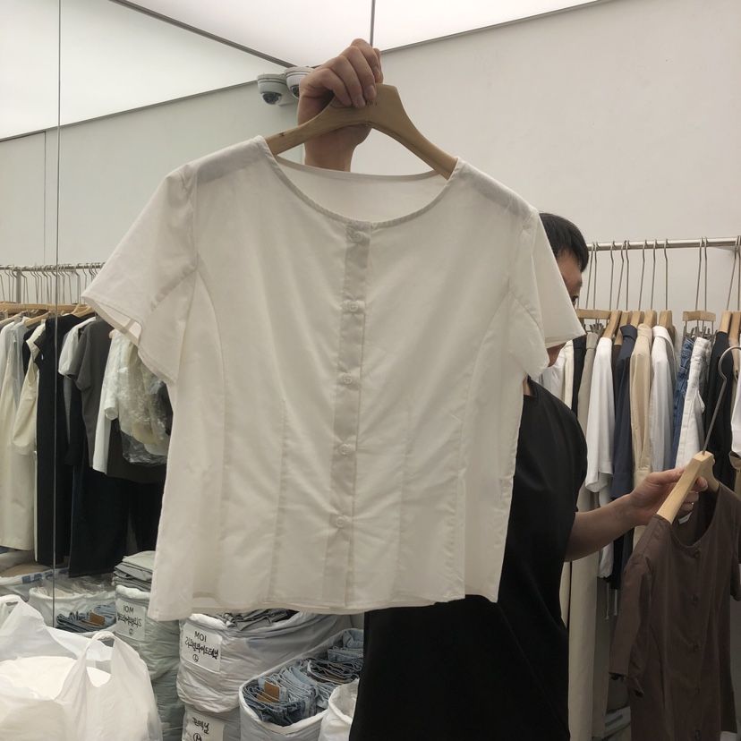 MOI-A東大門實拍韓國女士新品休閑26夏季職業襯衫蕾絲衫MOI-A襯衫/蕾絲衫