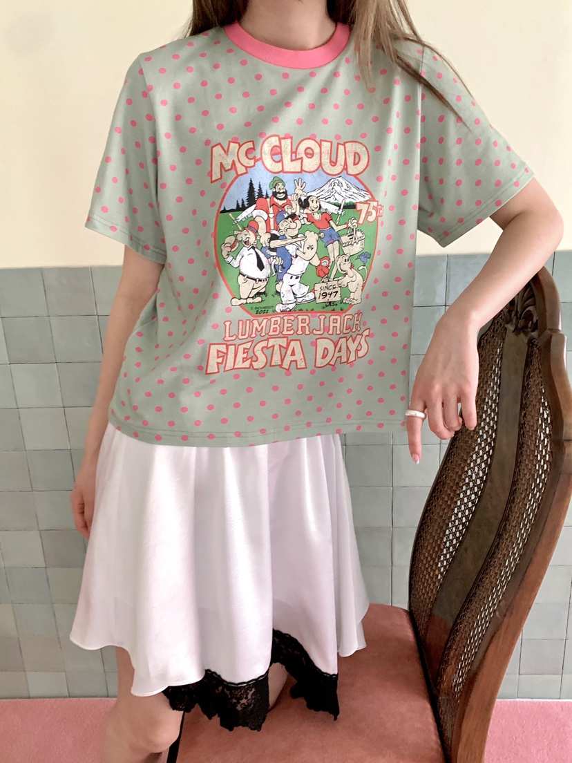 MAISONDEGLORY韓國直郵女士新品休閑時尚熱賣T恤撞色圓點MAISON DE GLORYT恤