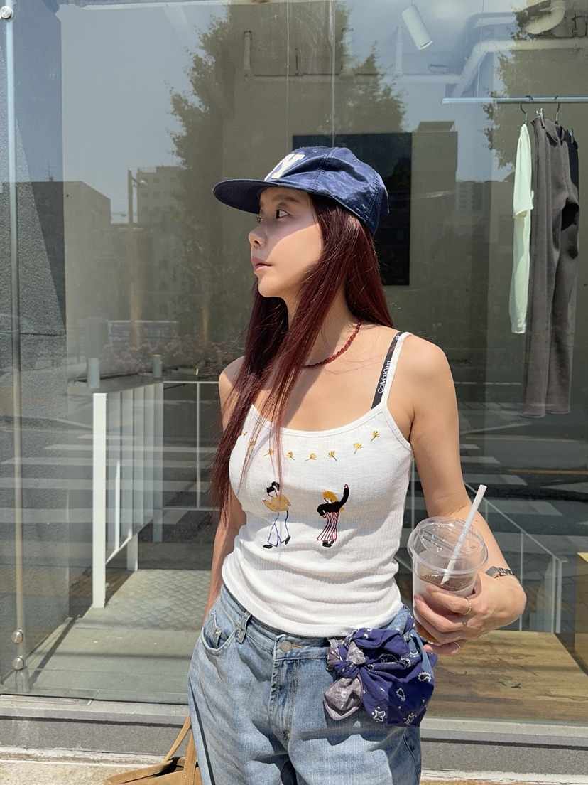 SUNDER MARKET韓國直郵女士新品休閑吊帶背心不含內搭刺繡SUNDER MARKET吊帶/背心