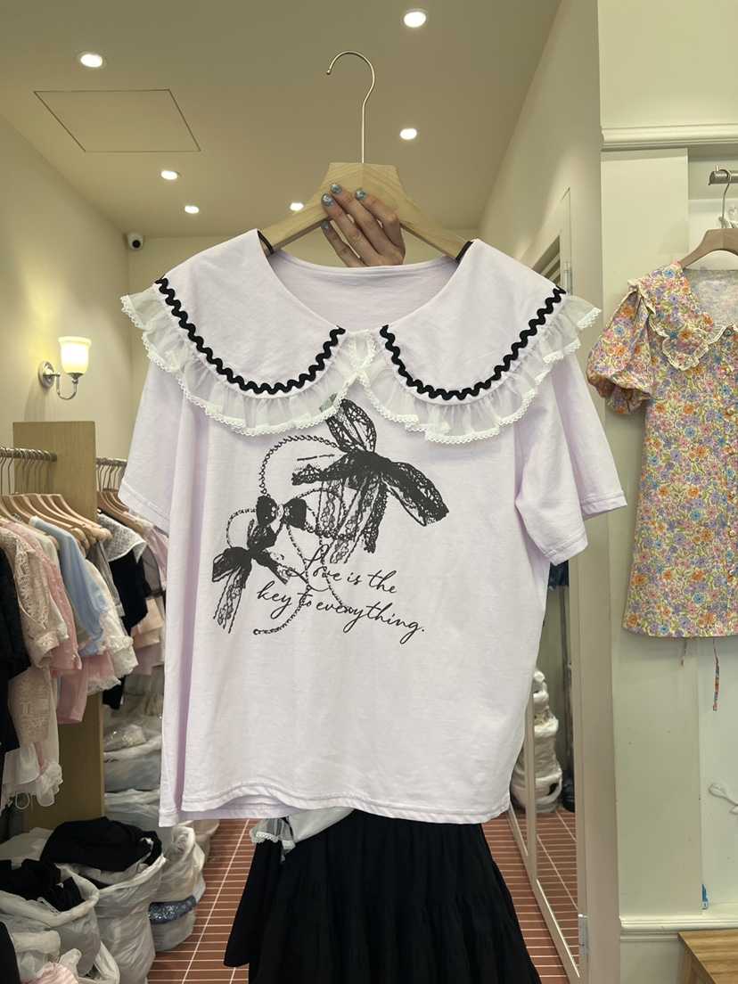BE&amp;BE韓國直郵女士新款26夏季熱賣時尚人氣休閑T恤緞帶BE&beT恤