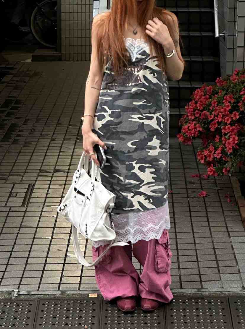 ZEROZERO韓國東大門直郵女士新款時尚連衣裙不含腰帶迷彩ZEROZERO連衣裙