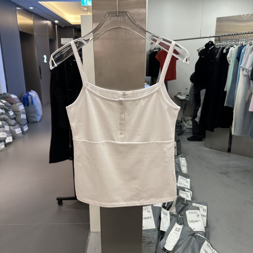 PAVEL韓國代購女裝新品推薦26春夏職業休閑吊帶背心無袖紐扣PAVEL吊帶/背心