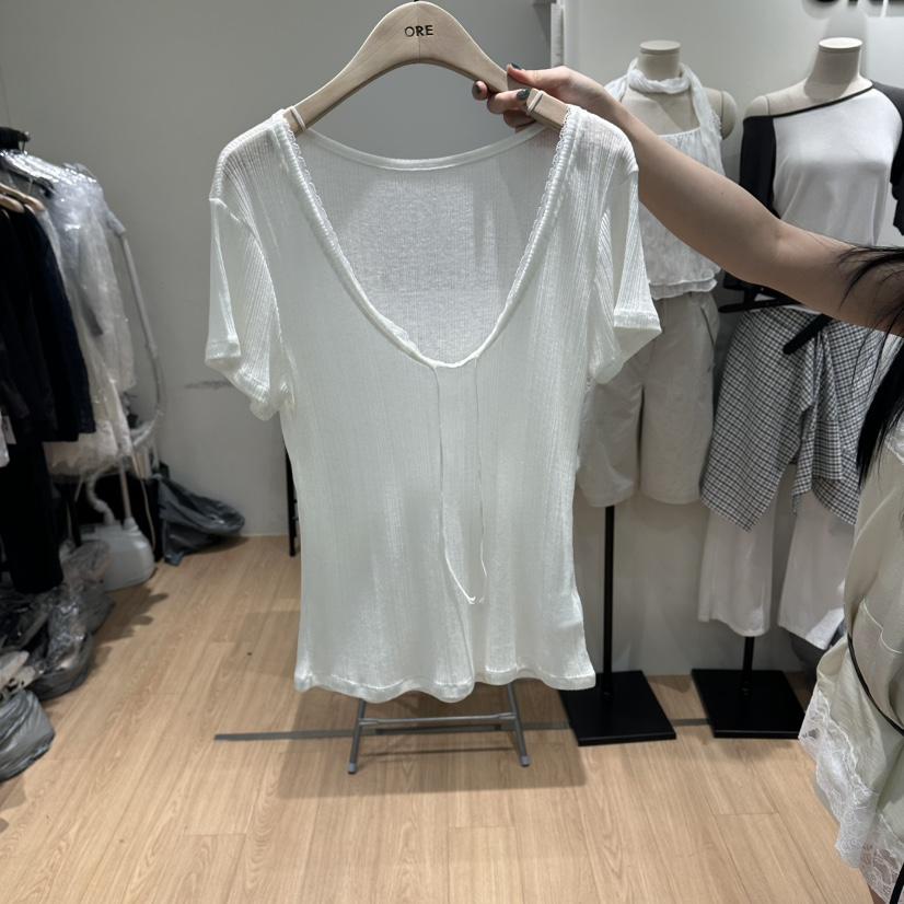 ORE-P韓國直郵女士新品人氣熱賣休閑推薦時尚T恤蕾絲寬松ORET恤