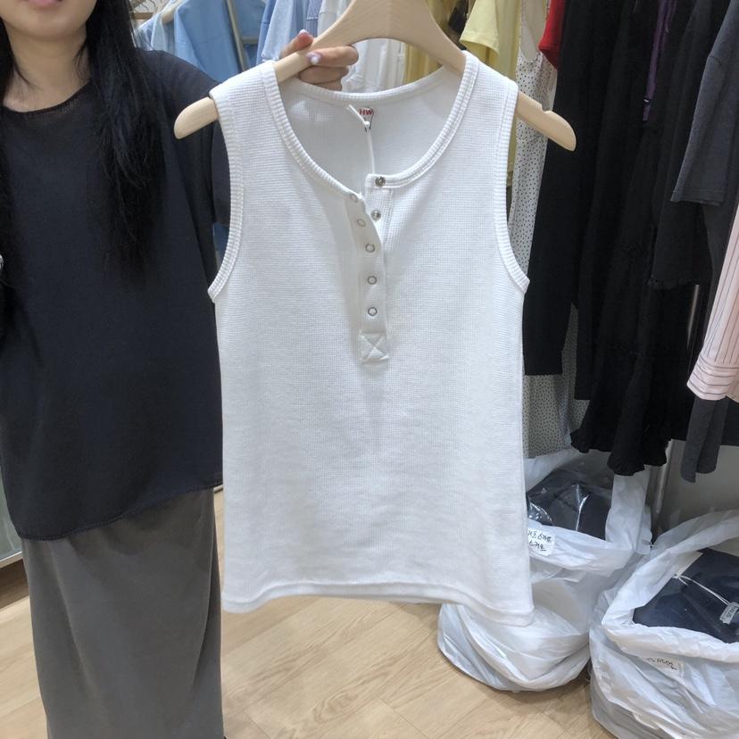HAUS-A韓國代購女裝新款人氣26夏季26春夏吊帶背心無袖紐扣HAUSWOMEN吊帶/背心