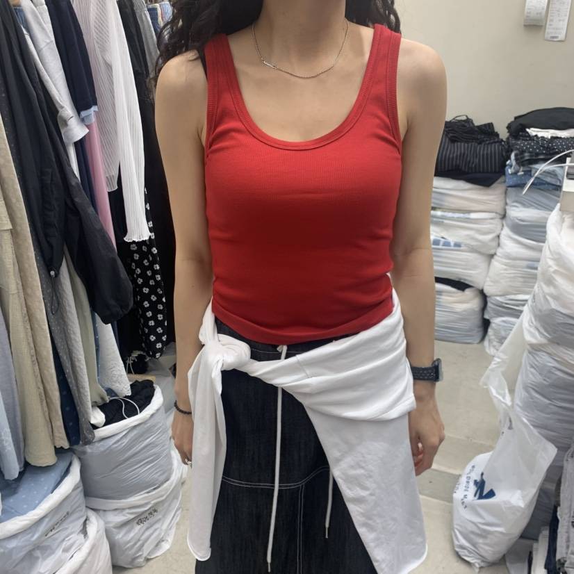BREEZE韓國東大門代購女士新品熱賣人氣26春夏吊帶背心U領羅紋BREEZE吊帶/背心