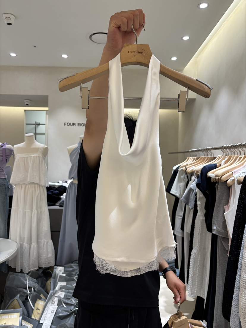 FOUREIGHT東大門實拍韓國女士新品職業吊帶背心露背無袖緞面FOUR EIGHT吊帶/背心