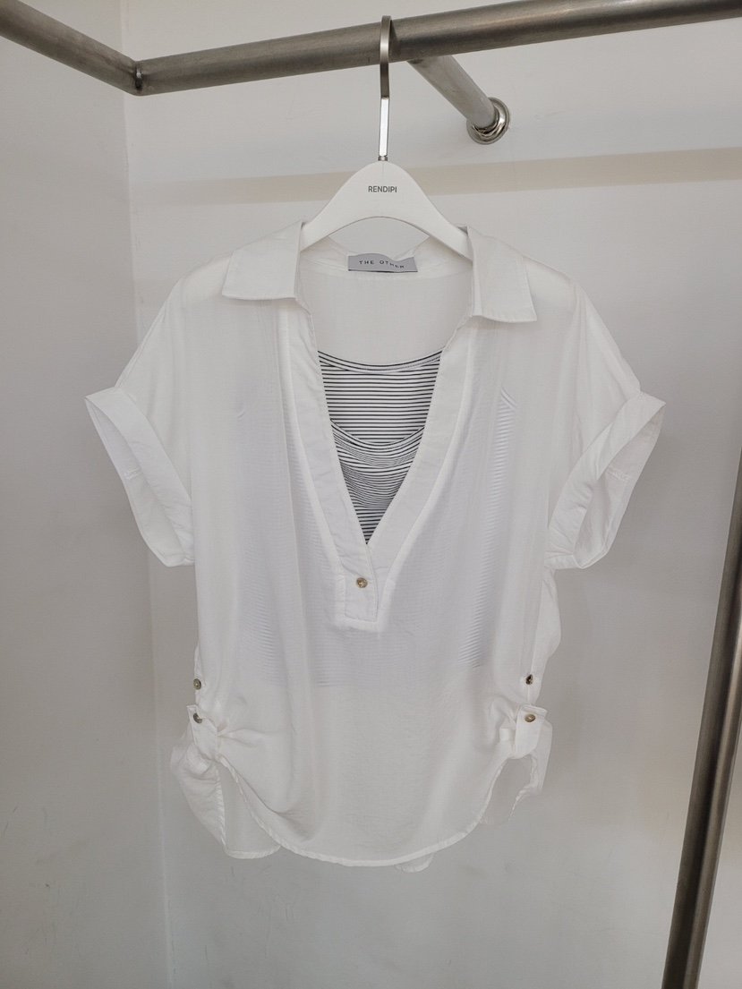 THE OTHER韓國直郵女裝新品休閑襯衫蕾絲衫假兩件套裝亞麻THE OTHER襯衫/蕾絲衫